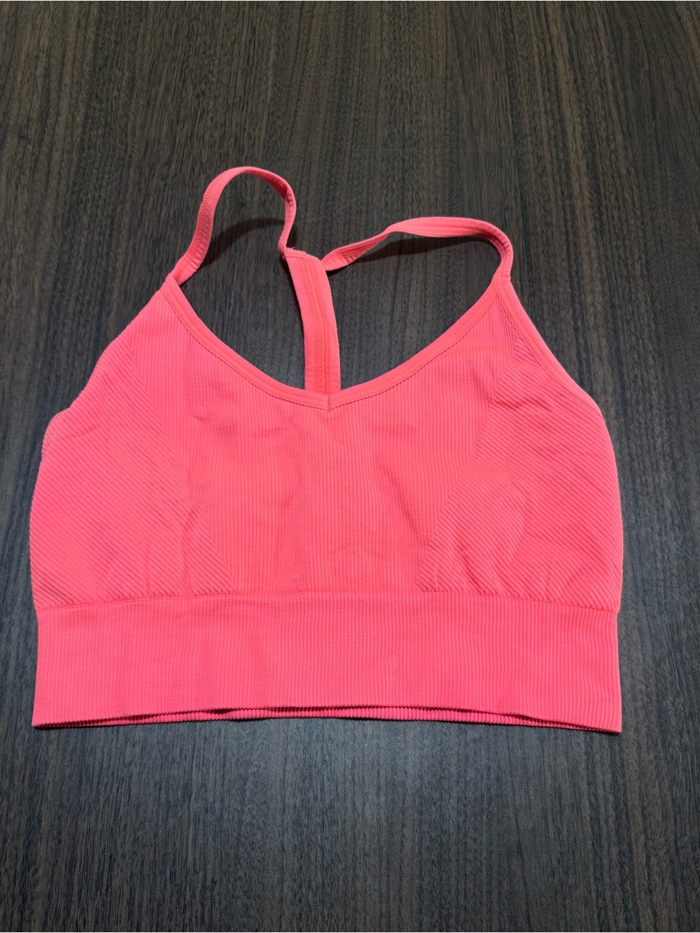 Seamless Racerback Sports Bra Pink Nylon/Spandex Size S